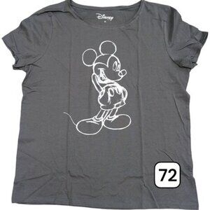 Disney Mickey Mouse Gray Tee – White Sketch Graphic & Short Sleeves